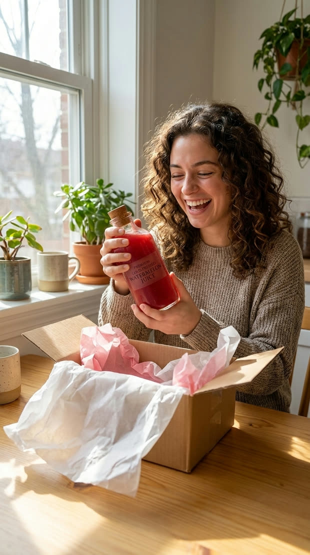 A creator holding a product on camera